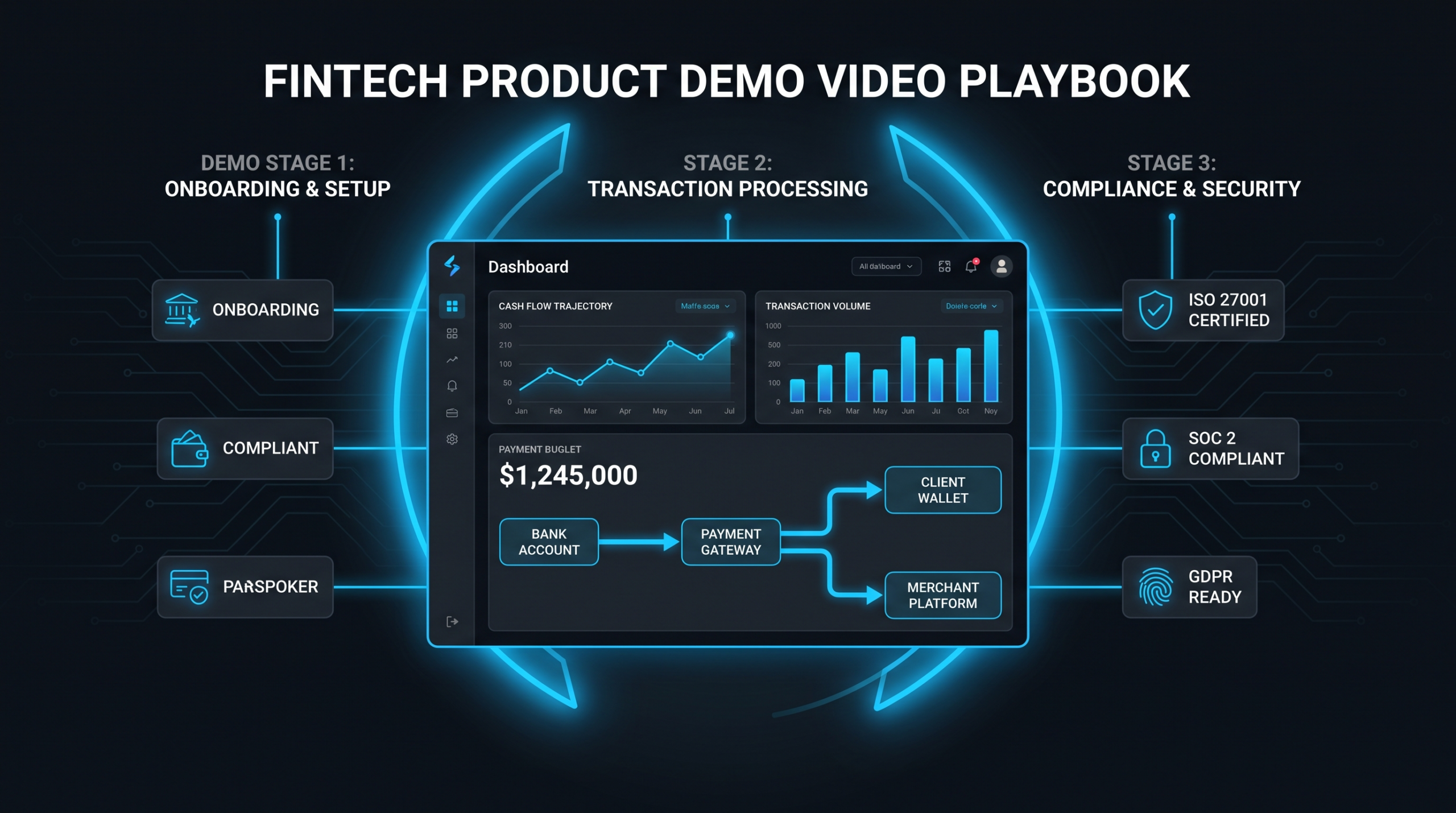 Fintech product demo video playbook: showing dashboards and money flows safely on camera
