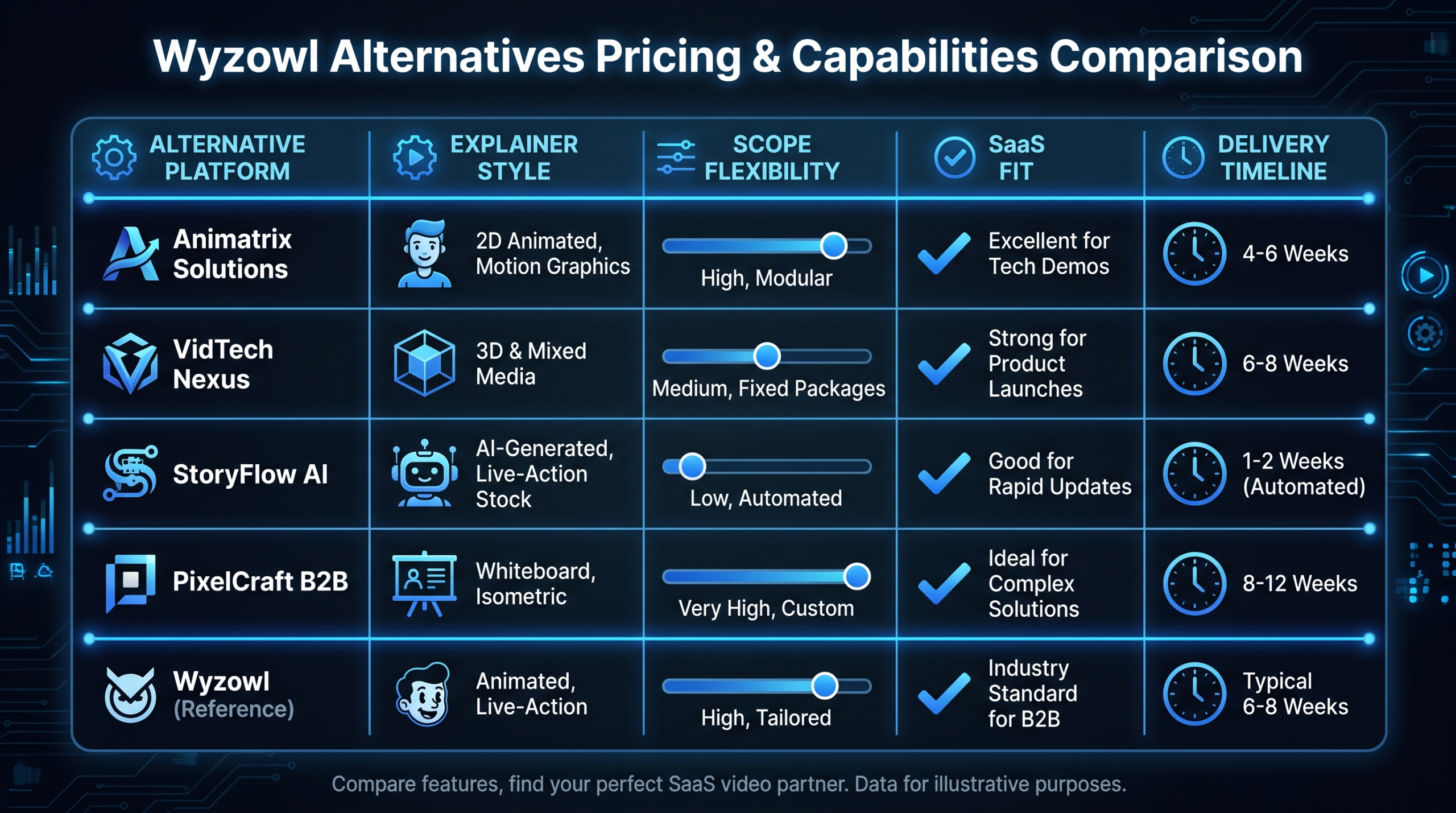 Wyzowl Alternatives Pricing Comparison - Explainer Video Options for B2B SaaS
